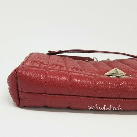 ๐ RED QUILTED LEATHER SHOULDER /CROSSBODY HANDBAG - BY KATE SPADE - Picture 8 of 8